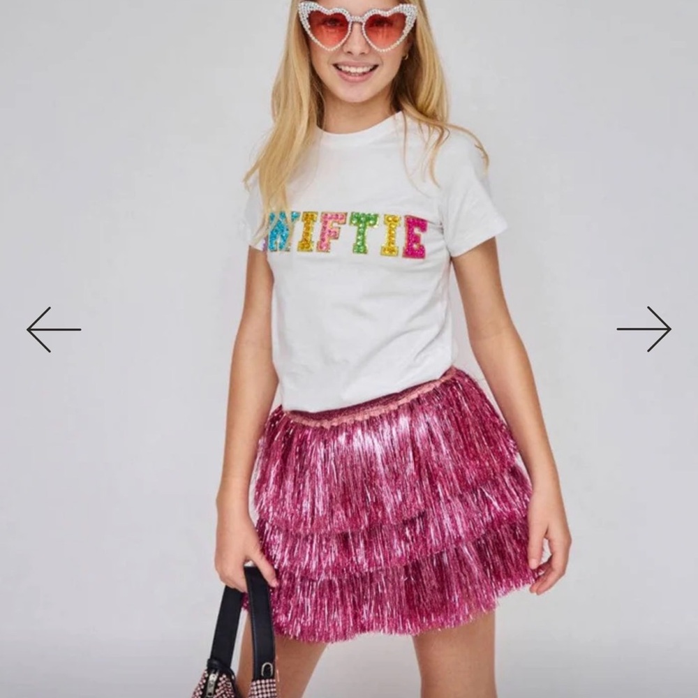 Lola + The Boys HOT PINK SHIMMER TINSEL PARTY SKIRT size 10